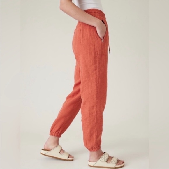 Athleta Retreat Linen Jogger Persimmon Orange size 12 - Picture 6 of 8